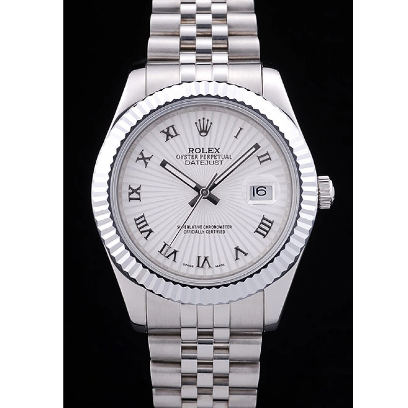 Best AAA Replica Sites Dial Ribbed Bezel Rolex Radial 7478 Datejust White 0602